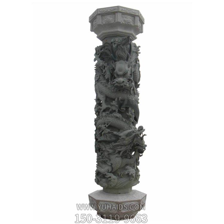 大理石浮雕盘龙景观石柱雕塑