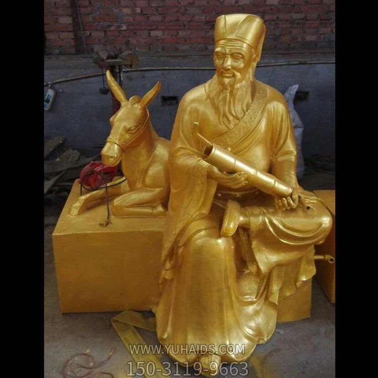 寺院摆放玻璃钢漆金张果老神像雕塑