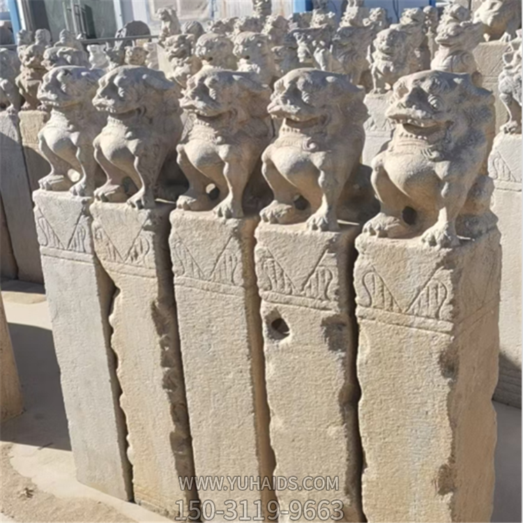 仿古栓马柱，狻猊拴马桩石雕雕塑