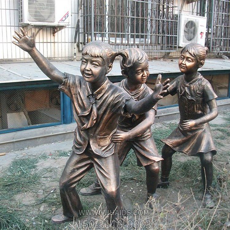 城市街道玻璃钢仿铜园林景观人物情景雕塑