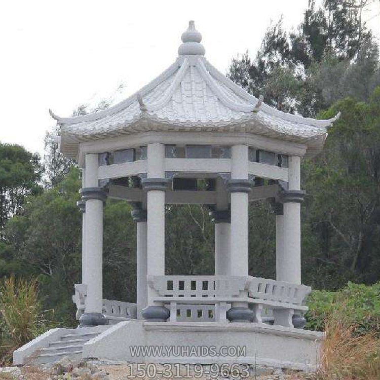路边石花岗岩石凉亭摆件雕塑