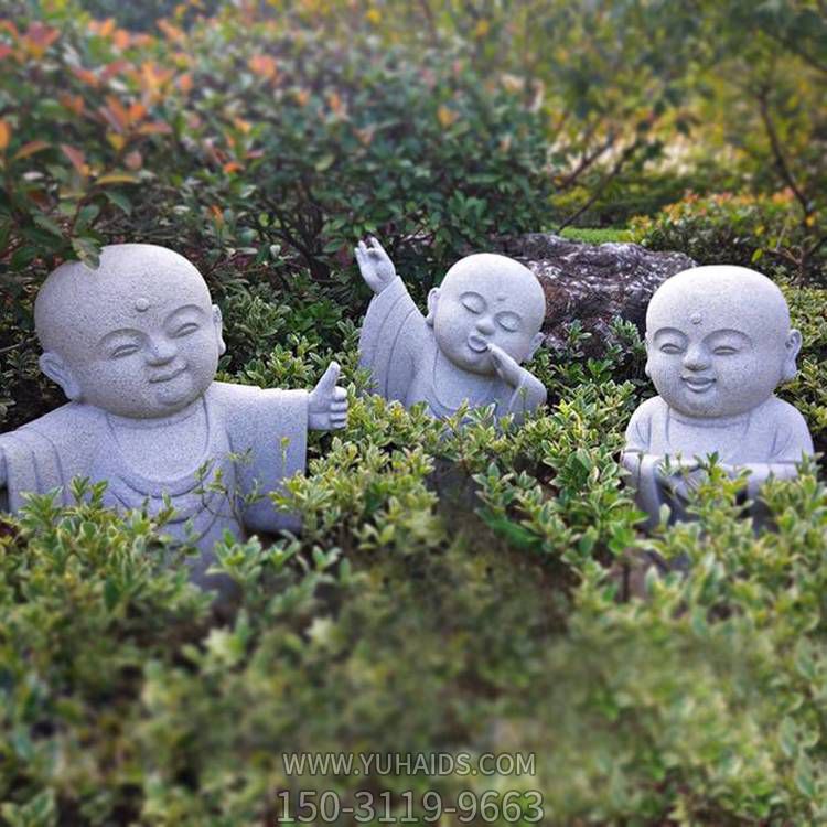 园林寺院摆放花岗岩雕刻小沙弥小和尚雕像 手工雕刻细节丰富雕塑