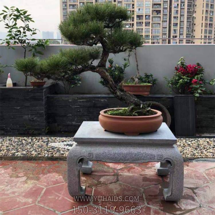 阳台摆放花岗岩雕刻中式花架雕塑