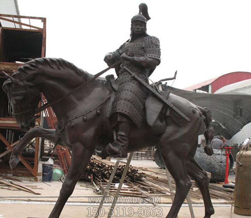 景区园林创意不锈钢将军骑马雕塑