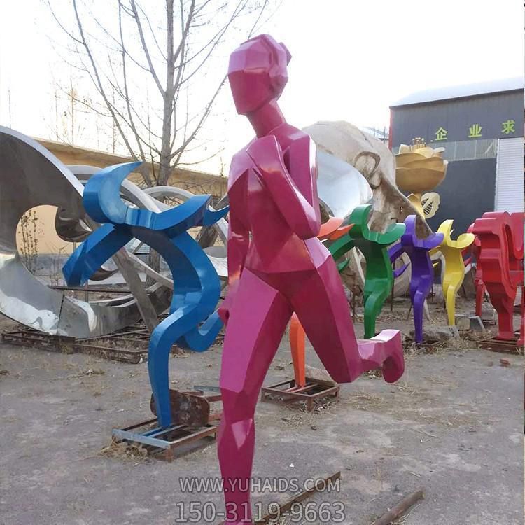 运动主动校园玻璃钢几何抽象跑步的人物雕塑