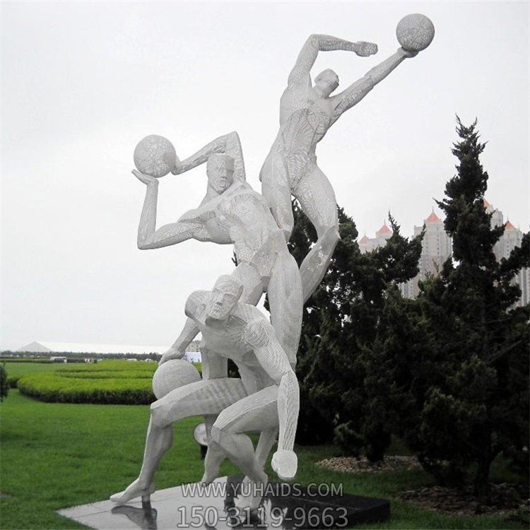 不锈钢金属抽象打球的人物雕塑