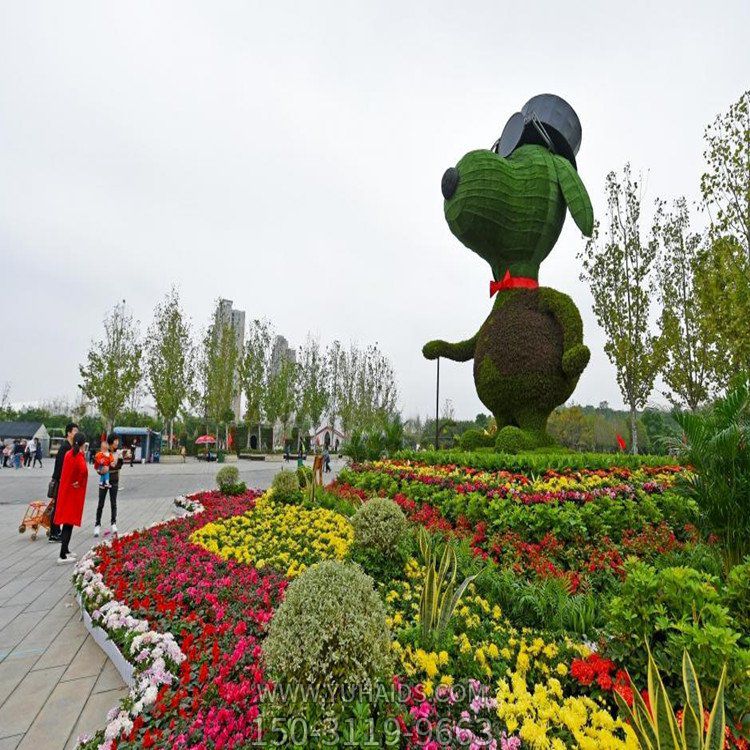 室外广场大型植物 立体花坛 绿雕景观园艺 节日造型雕塑