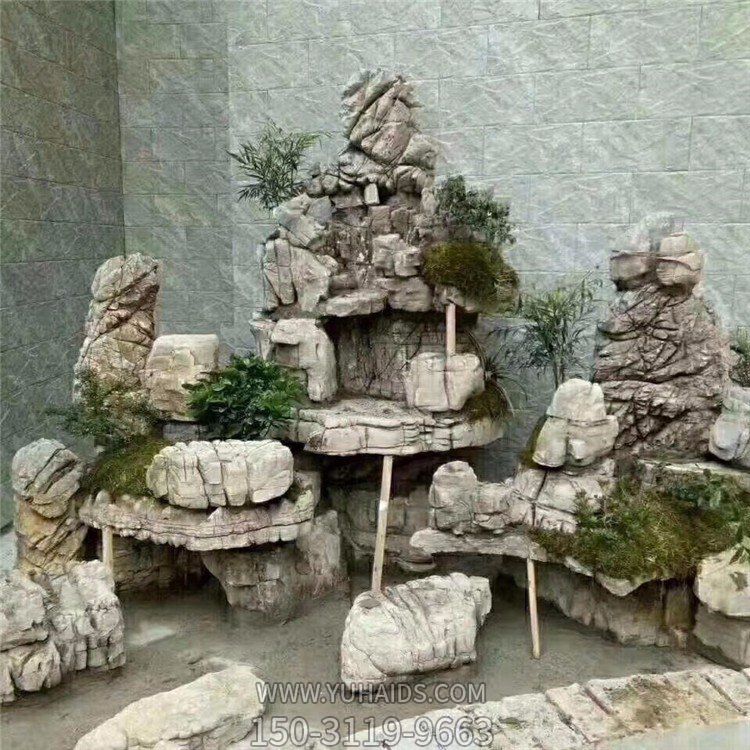 纯天然龟纹石石雕流水摆件假山雕塑
