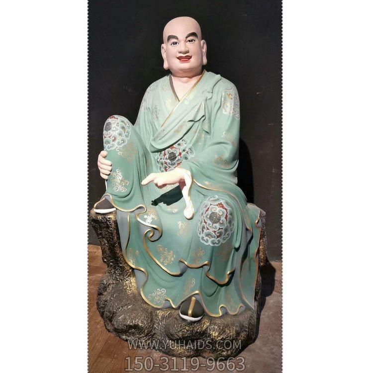 玻璃钢彩绘漆金寺庙供奉佛像十八罗汉雕塑