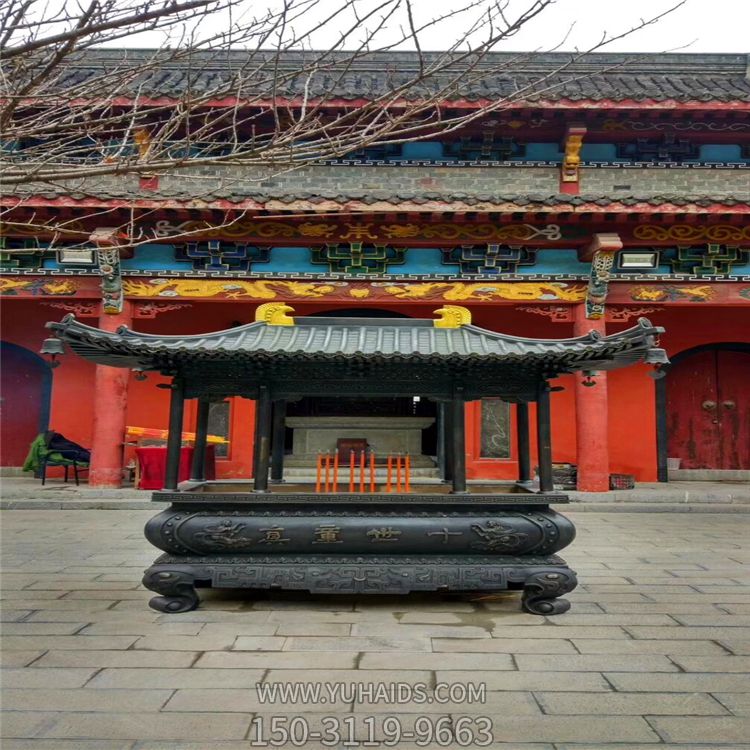 景区寺庙户外摆放铸铜长形香炉雕塑