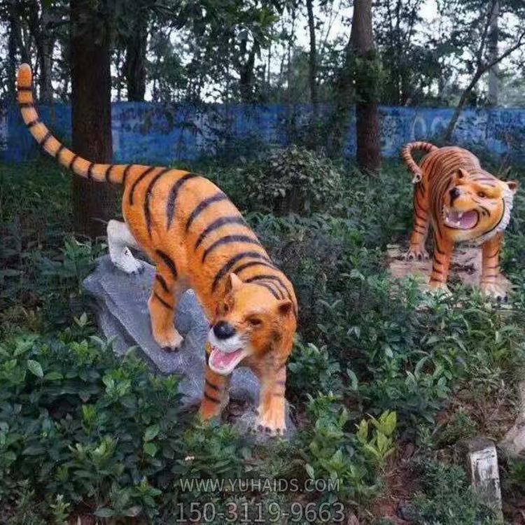 动物园景区玻璃钢仿真动物老虎雕塑