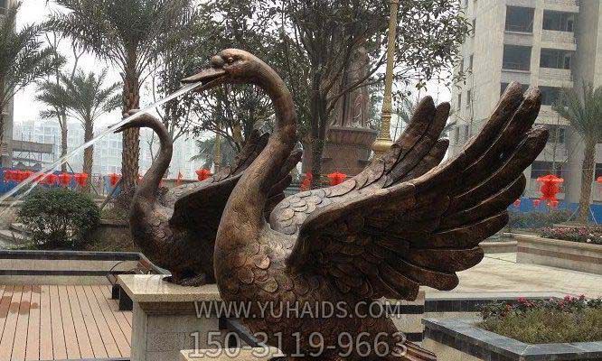 公园城市铜铸切面喷水天鹅雕塑