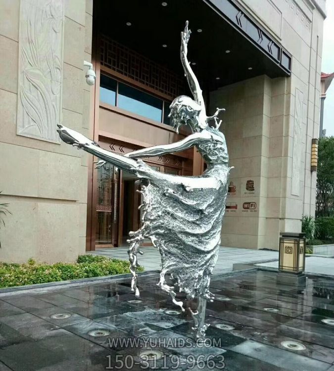 不锈钢抽象园林景观会所酒店跳舞的抽象女人雕塑