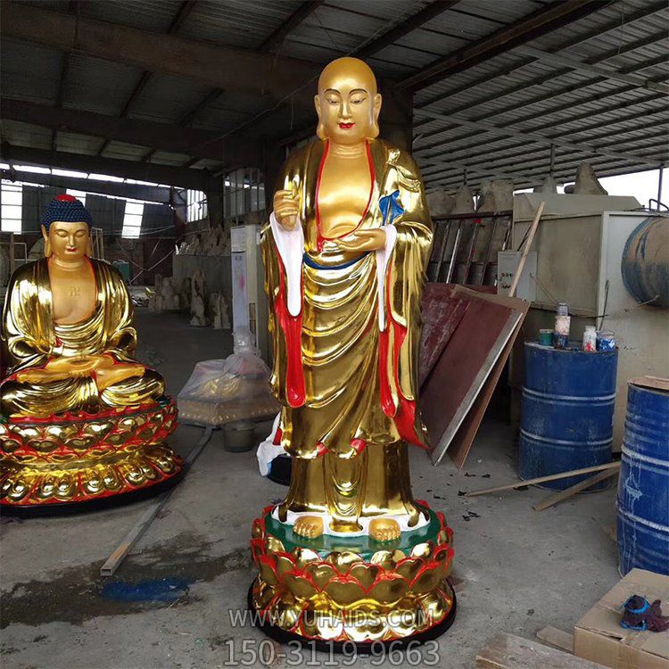 寺庙大型玻璃钢彩绘立式地藏王雕塑