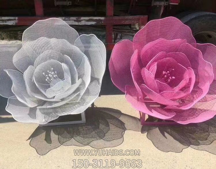 大型不锈钢彩绘户外庭院美陈装饰品花朵雕塑
