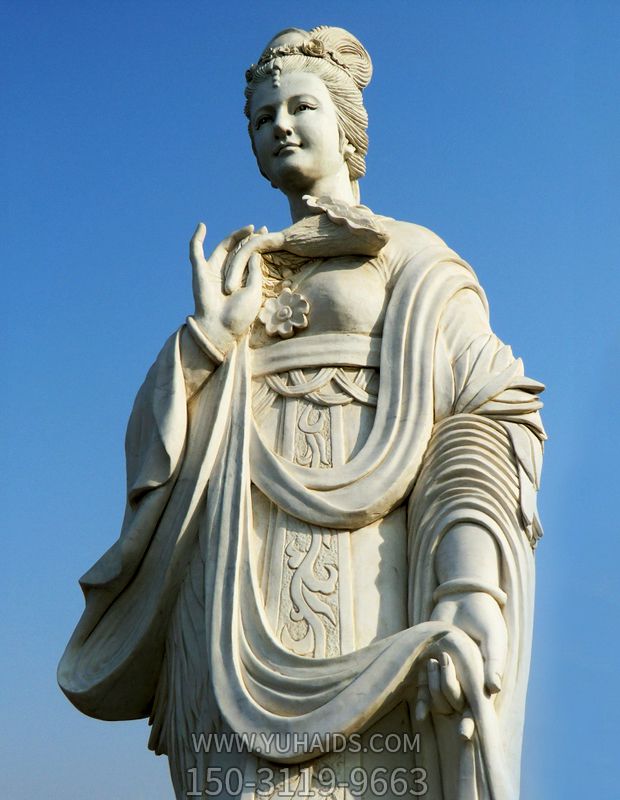 十二花神之七月鸡冠花蔡氏汉白玉古代美女雕像雕塑