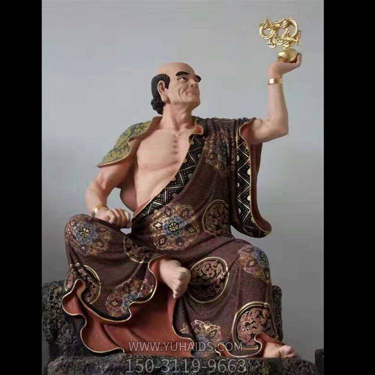 玻璃钢贴金十八罗汉寺庙大型摆件雕塑