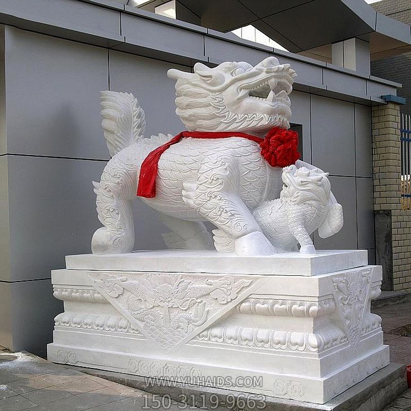 公园景区汉白玉石雕庭院景观麒麟雕塑