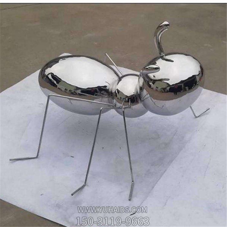 动物景观不锈钢户外镜面蚂蚁梅花鹿雕塑