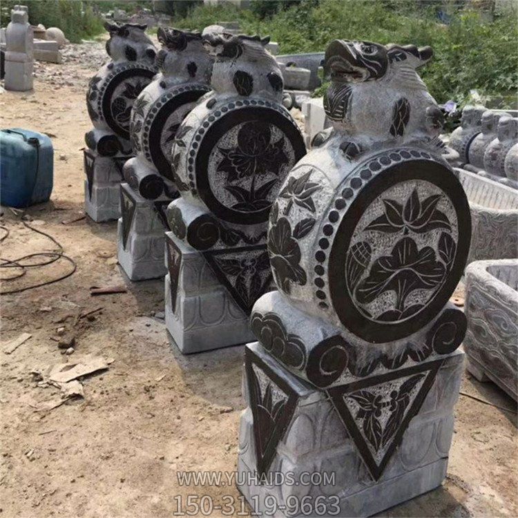 仿古青石石雕户外庭院一对抱鼓石雕塑
