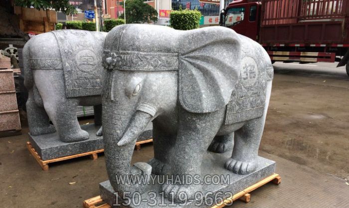 公园景区大理石石雕大象雕塑