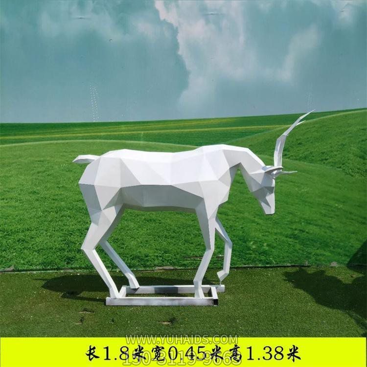 不锈钢几何园林广场抽象动物梅花鹿雕塑