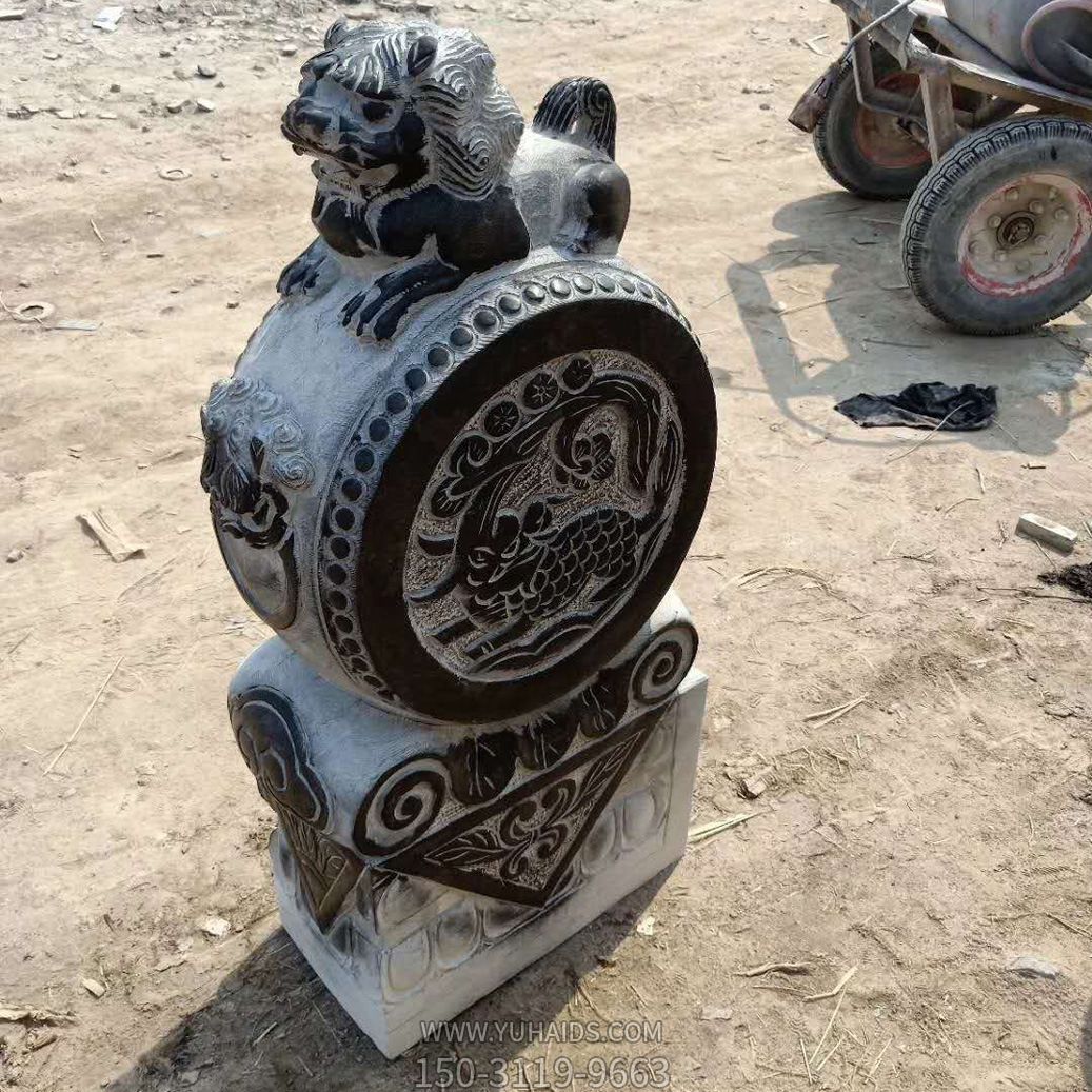 仿古青石古建大门雕塑摆件