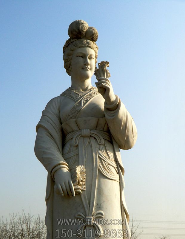 十二花神之十二月水仙花梁玉清汉白玉古代美女雕像雕塑