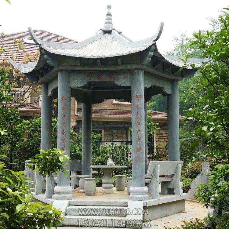 酒店景区户外仿古建筑六角休闲凉亭雕塑