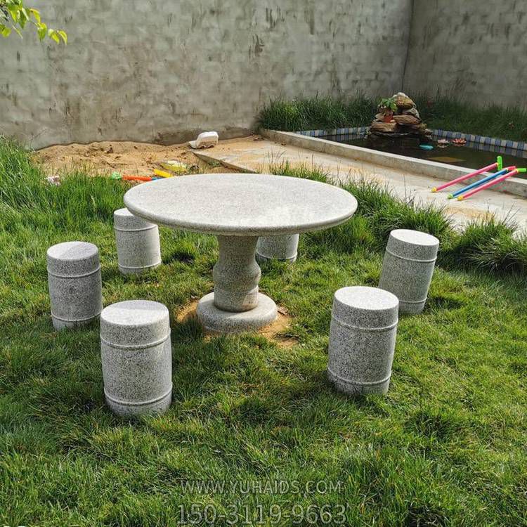 花园小区休闲花岗岩石桌石凳雕塑