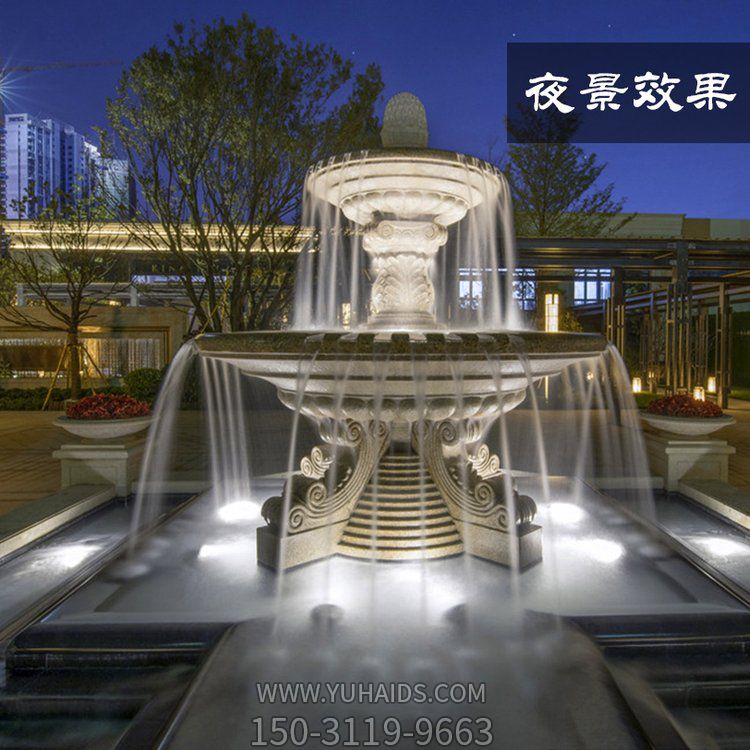 大型欧式流水喷泉小区花园户外造景摆件雕塑
