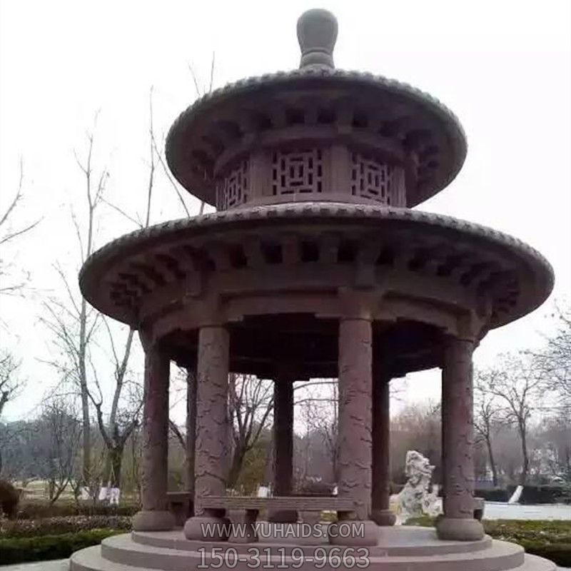 广场公园摆放仿古建双层休闲凉亭雕塑