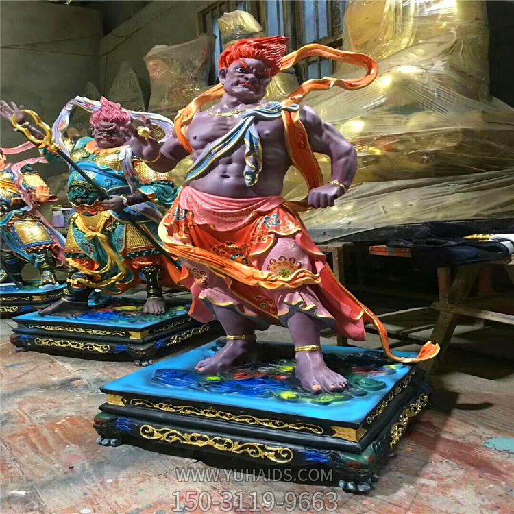 玻璃钢彩绘大型神话人物景观十二神将雕塑