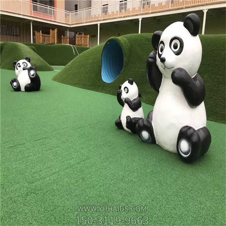 动物乐园玻璃钢卡通熊猫雕塑