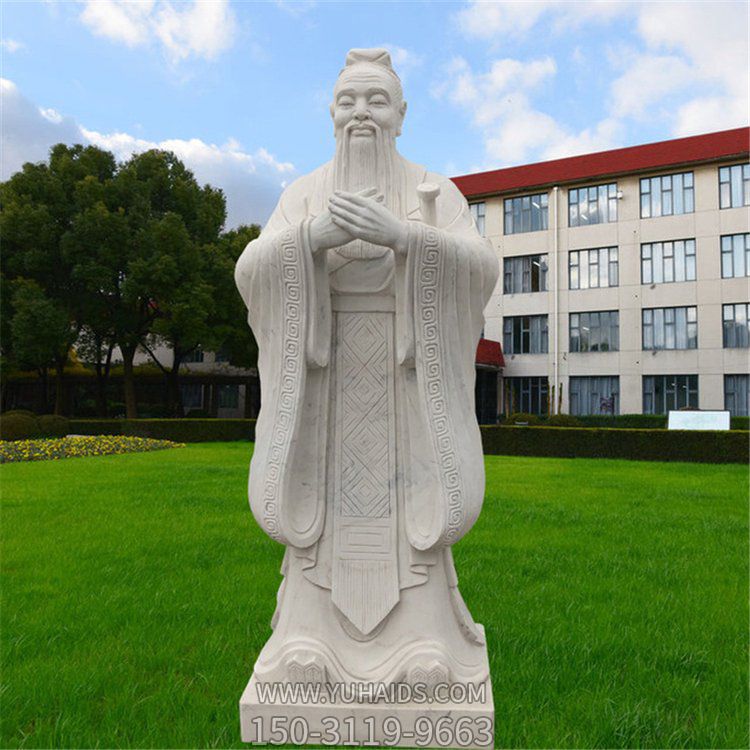 天然石材花岗岩石雕学校历史名人孔子石雕像雕塑