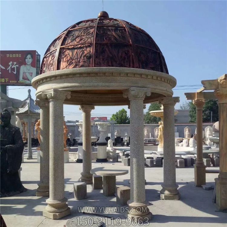 花岗岩铸铜圆顶花园广场摆放欧式凉亭雕塑