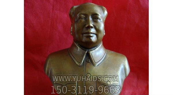 玻璃钢仿铜半身铜像毛泽东雕塑