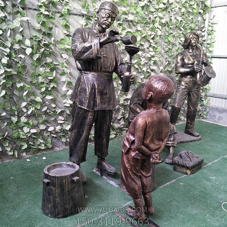 铜雕户外园林打酱油的人物景观雕塑