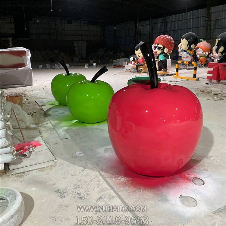 玻璃钢仿真水果户外摆件苹果雕塑