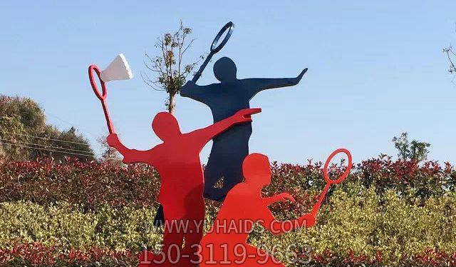 广场不锈钢打羽毛球雕塑 (2)