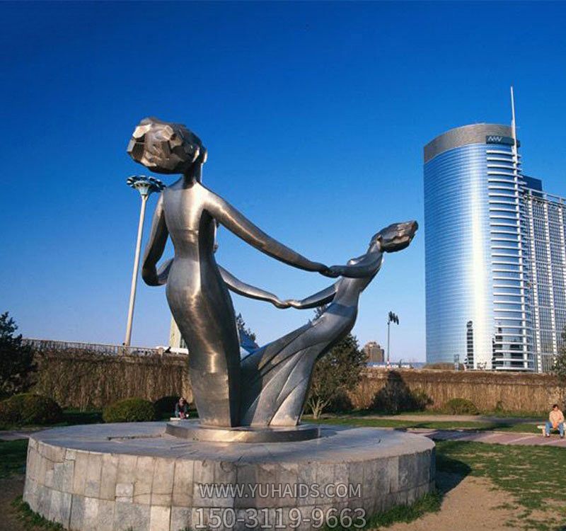不锈钢公园抽象跳舞人物雕塑