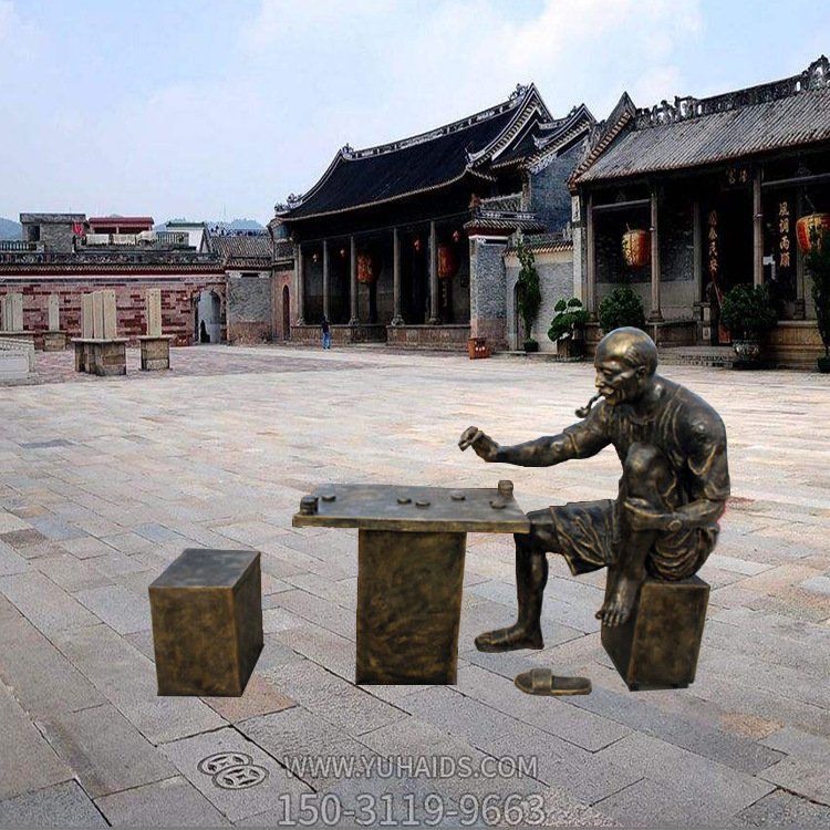  下棋的老头雕塑 民俗人物雕塑