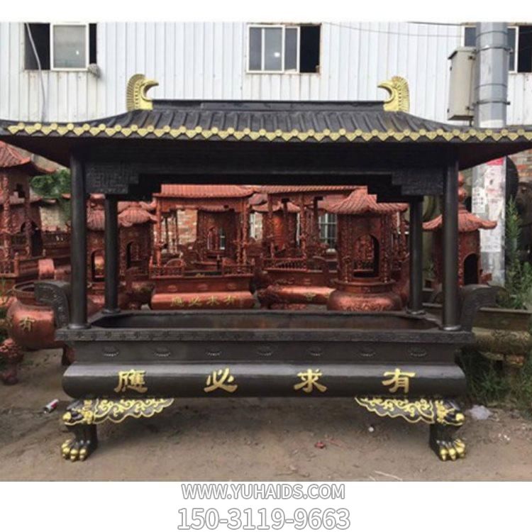 大型玻璃钢仿铜祈福香炉雕塑