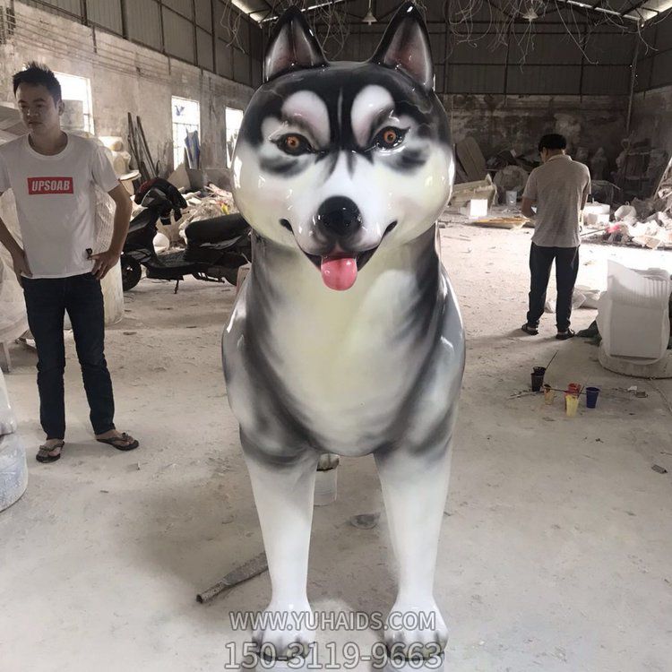 中华田园犬玻璃钢仿真土狗二哈哈士奇雕塑