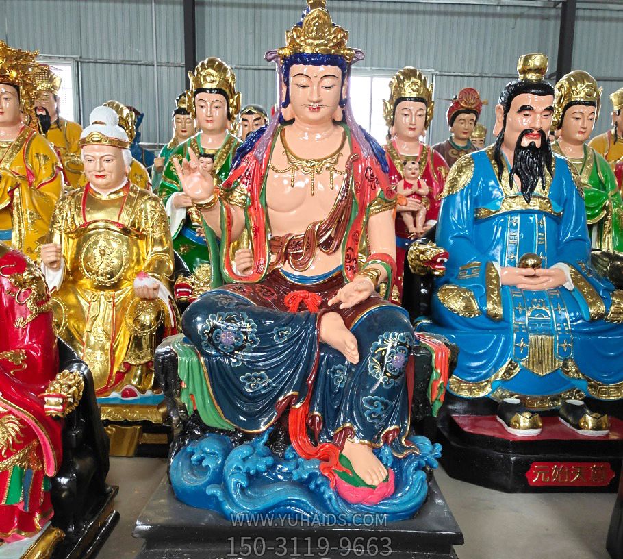 寺庙玻璃钢彩绘大型仿真人物降妖除魔神话人物钟馗雕塑