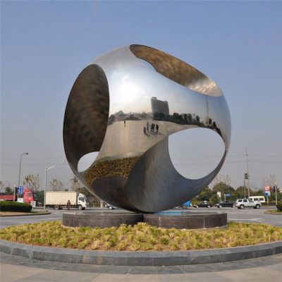 城市广场不锈钢抛光大型创意镂空球景观雕塑