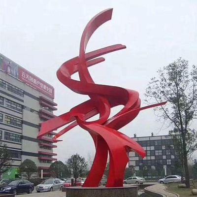 不锈钢抽象艺术 凤凰造型 公园喷漆红色雕塑