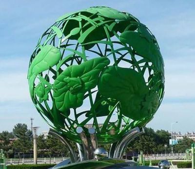 公园广场不锈钢创意荷花球雕塑