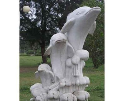 森林一家三口石雕海豚雕塑