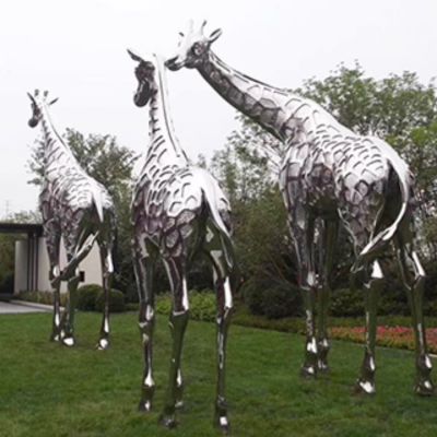 长颈鹿景观摆件不锈钢锻造创意浮雕